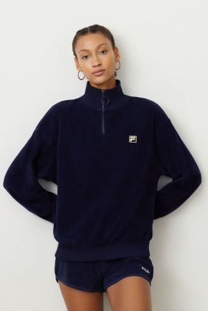 FILA Esperanza 1/4 Zip Sweatshirts Black,Womens Clothing | CA.PFGITY018